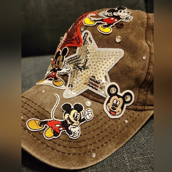 Disney Mickey Mouse OOAK Patchwork Distressed Hat Adjustable Size OS main image 7